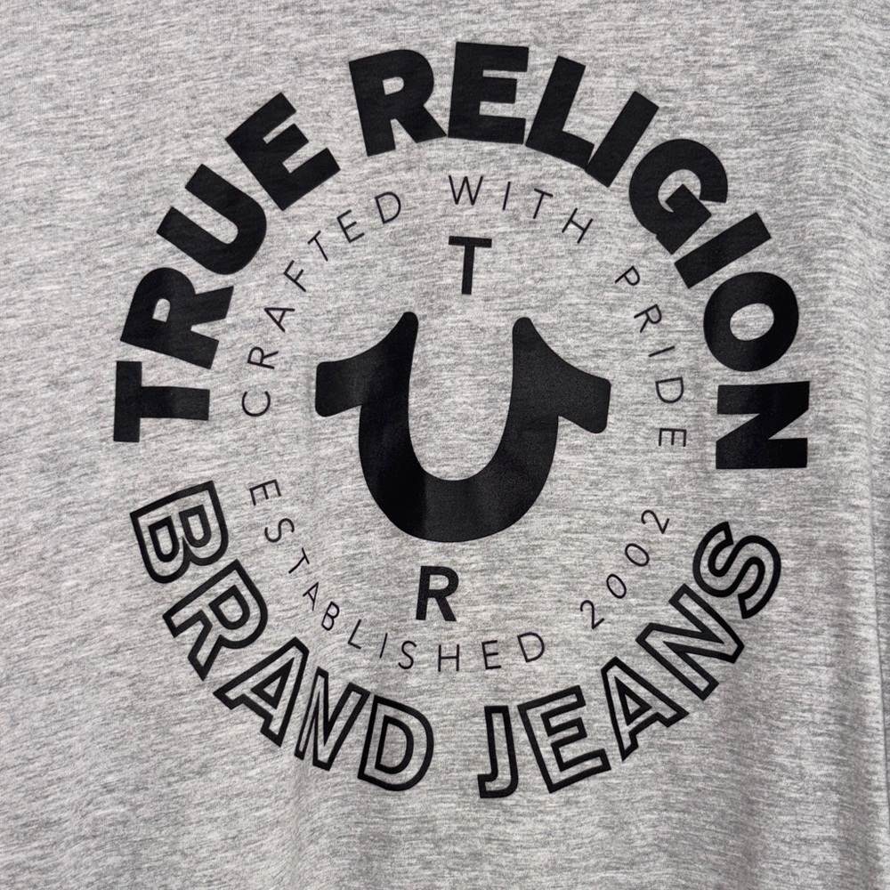True Religion Gray Short Sleeve Logo Tee Size XXL - Picture 3 of 8